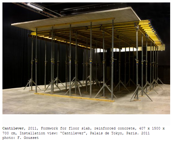 Karsten Födinger, Cantilever, 2011, Formwork for floor slab, reinforced concrete, 407 x 1500 x 700 cm, Installation view: “Cantilever”, Palais de Tokyo, Paris. 2011 photo: F. Gousset